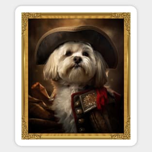 Dashing White Havanese - Medieval Cuban Conquistador (Framed) Sticker